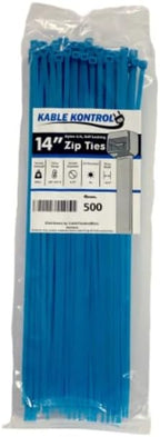 Kable Kontrol Fluorescent Blue Zip Ties 14 Inch 500 Pcs, 50 Lbs Tensile Strength by KABLEKONTROL%C2%AE