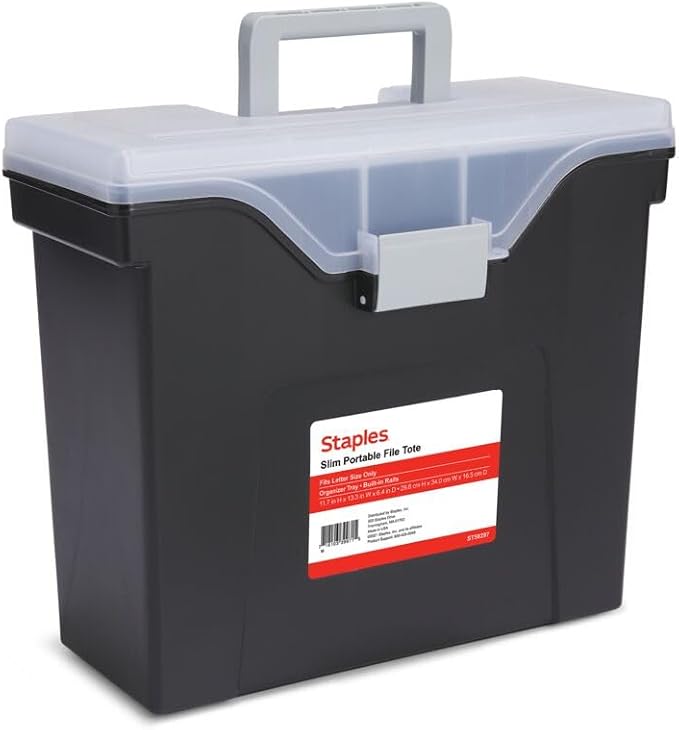 STAPLES Slim Portable File Tote, Letter Size by Staples