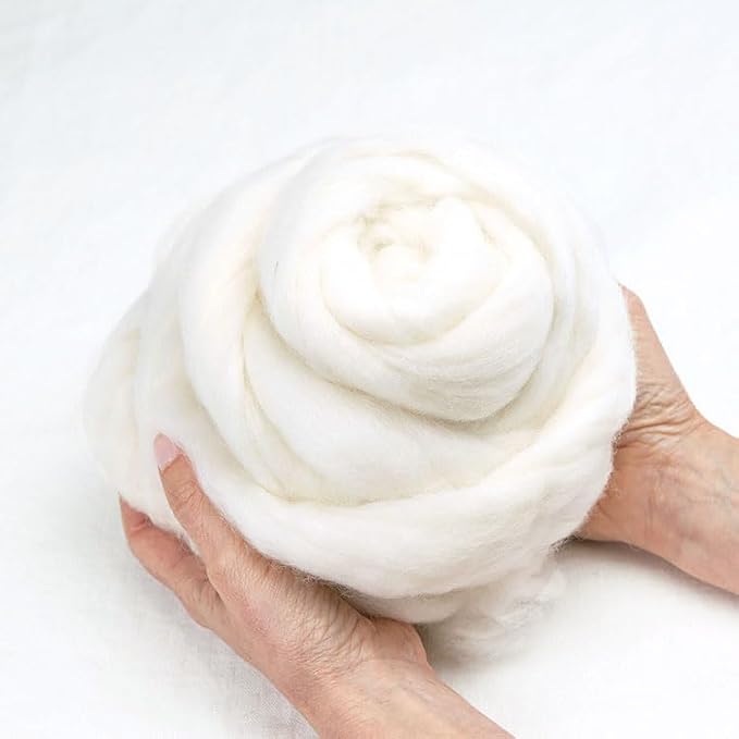 Extra Fine Merino 8oz White Wool roving Best Wool Fiber - Image 8