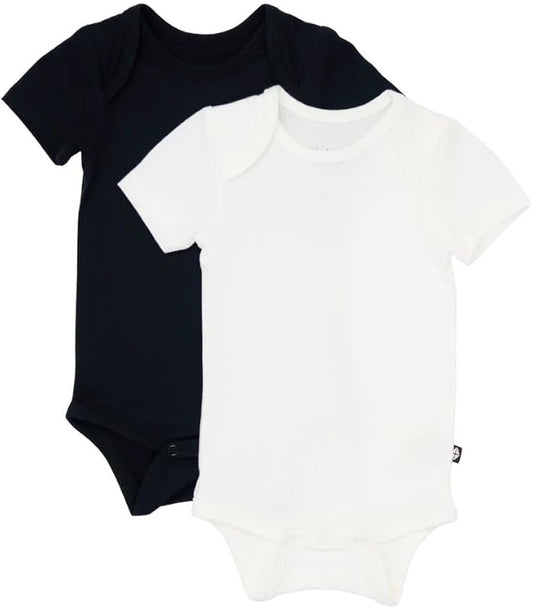 KYTE BABY Unisex Bodysuits, 2-Pack Short Sleeve Baby Bodysuits, 97% Rayon made from Bamboo, 3% Spandex