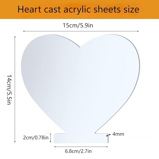 （Pack of 12） Senbota Heart Acrylic Sheets, Cast 5.9" x 5.5" x4mm Thickness | - Image 2