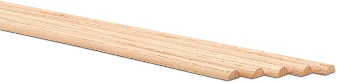 Split Oak Dowel Rods 1-inch x 36-inch, Unfinished Fluted Molding Trim by Woodpeckers