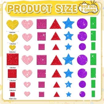 Foam Stickers, 7 Sheets 3D Glitter Foam Shape Stickers, Triangle Self-Adhesive - Image 2