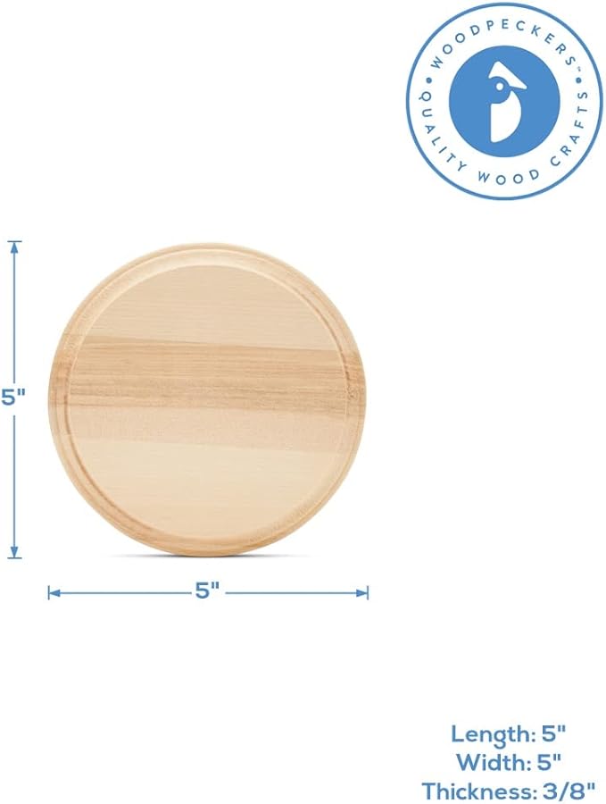 Round Wooden Discs 5 inch, Modern Coasters, Wood Rounds - Image 4