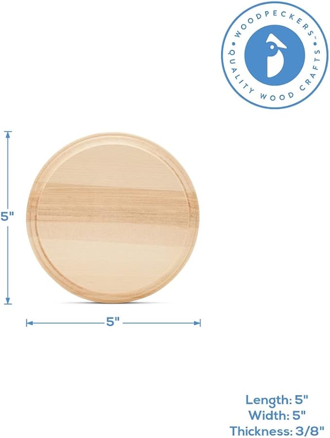 Round Wooden Discs 5 inch, Modern Coasters, Wood Rounds - Image 4