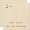 2 Pack Plywood Sheets, 17.1" x 17.1"x 1/4" Basswood Sheets | 6mm Basswood Craft by Hosifiy