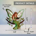 Stained Acrylic Fairy Reading a Book Suncatcher, Decorative Hanging Ornament - Image 2