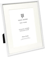 Isaac Jacobs 7x9 White Metal Rope Border Picture Frame, Horizontal & Vertical by IsaacJacobs