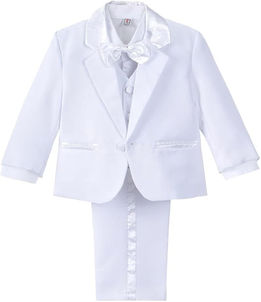 Dressy Daisy Baby Toddler Boy 5 Pcs Set Formal Tuxedo Suits No Tail Wedding Christening Baptism Outfits