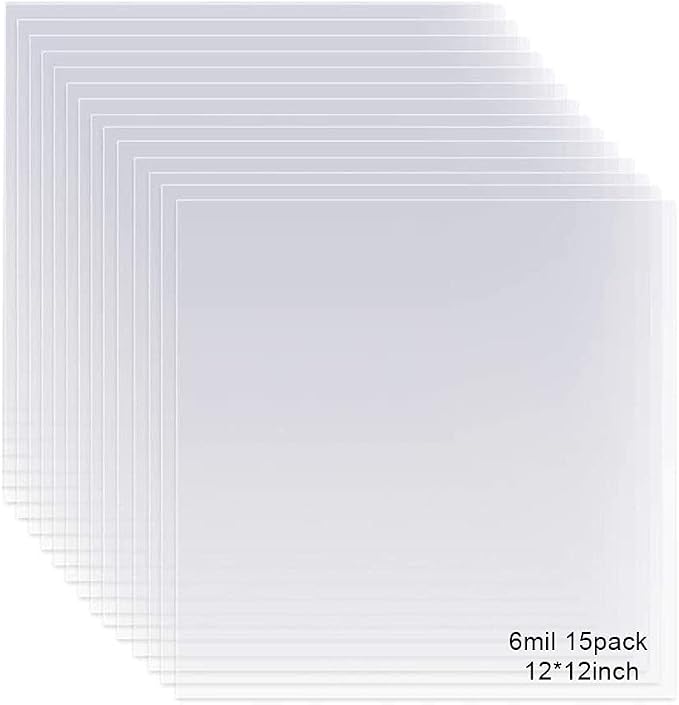 EGOSKY 15 Pack 6 Mil Mylar Sheets, 12 x 12inch Clear Blank PET Blank Stencil by EGOSKY