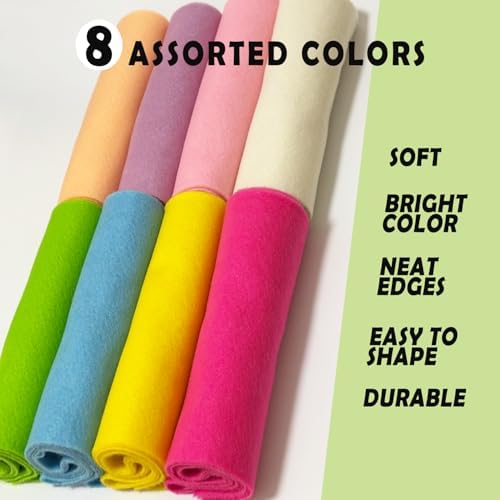 Pastel 8 Assorted Soft Felt Sheets Fabric, Each 8'' x 36'' 1.6mm Thick | Long - Image 2