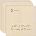 6 Pack Plywood Sheets, 7.87" x 7.87"x 1/8" Basswood Sheets | 3mm Basswood Craft by Hosifiy