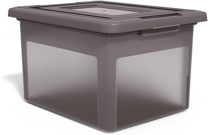 STAPLES File Box Plastic File Box Snap, Letter/Legal Size, Frost Gray - Image 2