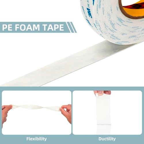 3M Double Sided Tape 0.5'' x 16.5 Ft 2 Pack Removable PE Foam Tape | Wall Tape - Image 2