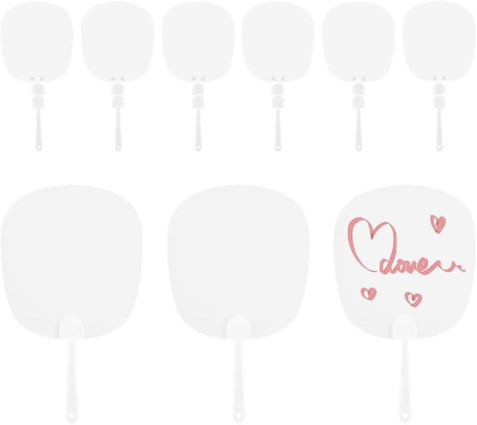 10Pcs Plastic Hand Fan DIY Blank Hand Fans Bulk PVC Flat Oval Summer Clear by SOFPLATE
