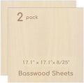 2 Pack Plywood Sheets, 17.1" x 17.1"x 8/25" Basswood Sheets | 8mm Basswood by Hosifiy