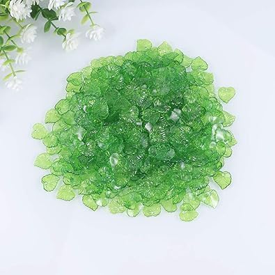 200Pcs Green Transparent Acrylic Leaf Pendants Leaf Bead Charms - Image 2