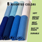 Blue White 8 Assorted Soft Felt Sheets Fabric, Each 8'' x 36'' 1.6mm Thick | - Image 2