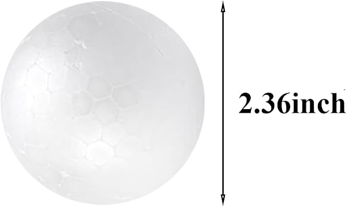 Crafjie 10Pack 2.36Inch Craft Foam Balls White Smooth Polystyrene Foam Ball - Image 2