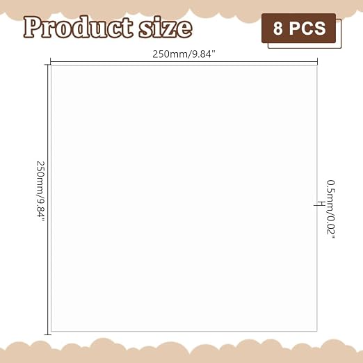 AHANDMAKER 8 Sheets Clear PET Sheet 9.84 x 9.84 Inch Transparent 0.5mm Thin - Image 2