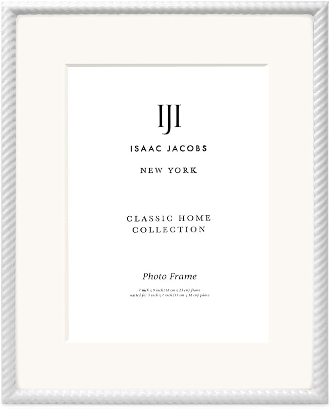 Isaac Jacobs 7x9 White Metal Rope Border Picture Frame, Horizontal & Vertical - Image 2
