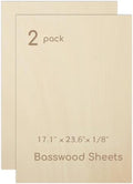 2 Pack Plywood Sheets, 17.1" x 23.6"x 1/8" Basswood Sheets | 3mm Basswood Craft by Hosifiy