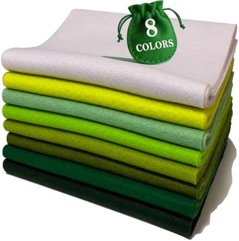 Green 8 Assorted Soft Felt Sheets Fabric, Each 8'' x 36'' 1.6mm Thick | Long by FANOMMI