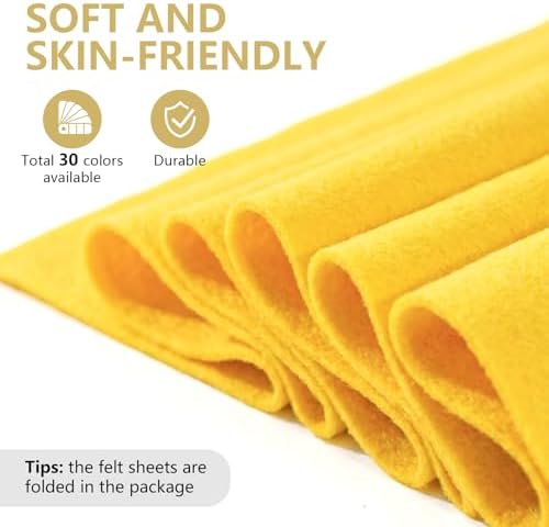 Yellow Felt Fabric 36'' X 36'', 1.4mm Large Felt Sheets Soft Durable Crafts - Image 3
