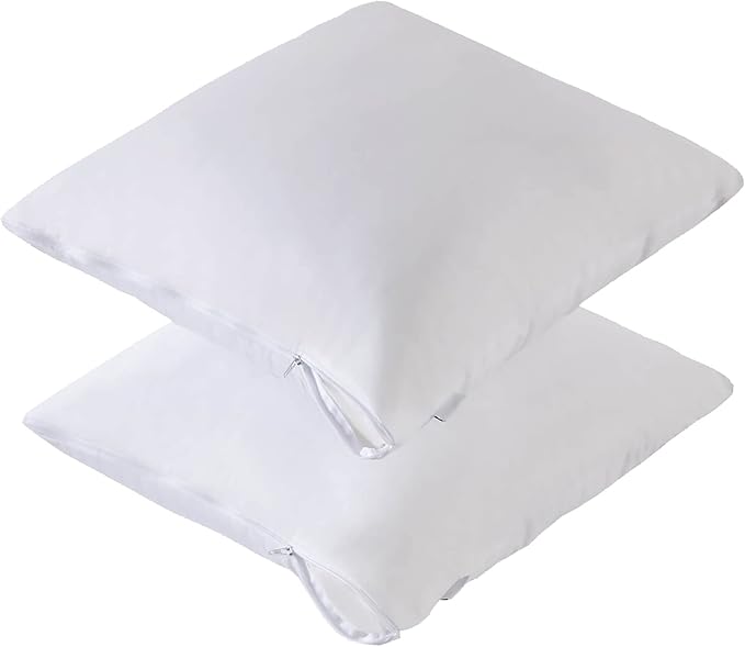 Feather Proof Pillow Protectors 22x22 Pack of 2 Waterproof Soft Bamboo Viscose by Kingnex