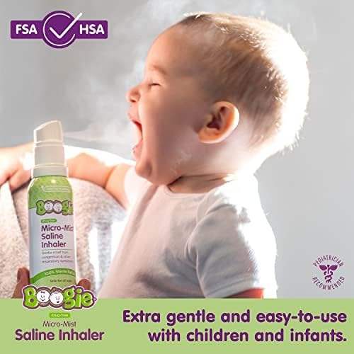 Boogie Micro-Mist Saline Inhaler Refill, Unscented, Baby Nose Congestion Relief, Nasal Spray for Kids, Pediatrician Recommended, Unscented, 2.8 oz (Pack of 1)