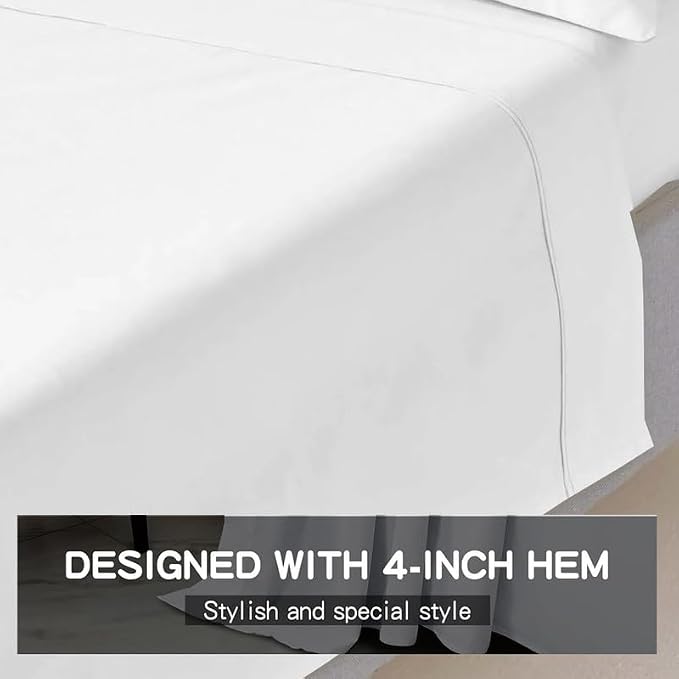 Mattress-Homes Short Queen 100% Egyptian Cotton Top Sheet 1Pcs, Cool & - Image 4