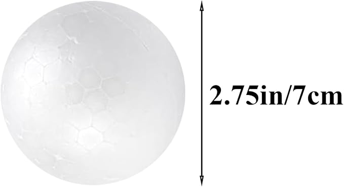 Crafjie Craft Foam Balls 2.75 Inches in Diameter 6-Pack, Smooth Polystyrenets - Image 2