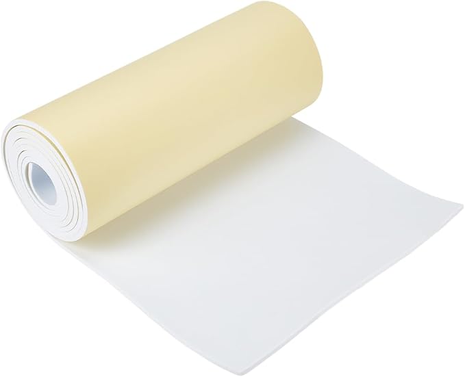 BENECREAT 78.7x12 inch White Self-Adhesive EVA Foam Roll, 5mm Thick Sticky by BENECREAT