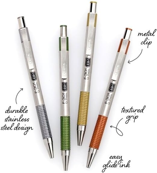 Zebra Pen F-301 Signature Series Retractable Ballpoint Pen, Stainless-Steel - Image 4