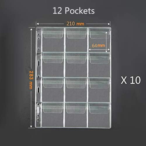 12 Pocket Coin Pages 10 Sheet Plastic Coin Holders Stamp Collector Supplies | - Image 2