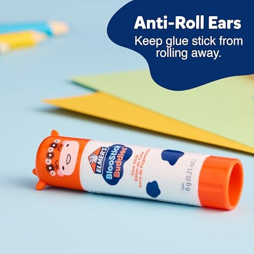 Elmer's BlooStick Buddies Glue Sticks, Disappearing Blue Glue Stick, Anti-Roll - Image 4