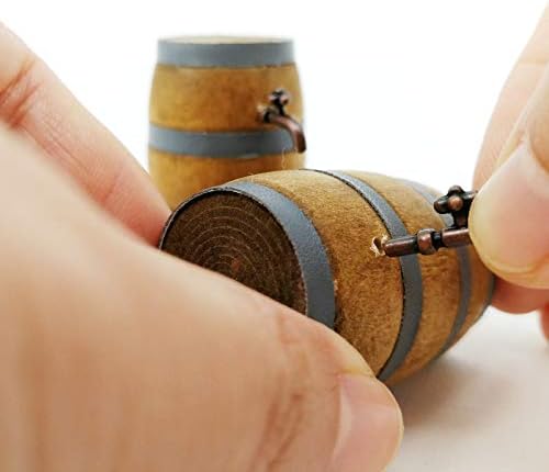 Mini House Drink Accessories Miniature Wooden Beer Barrel Figurine Wine Barrel - Image 5