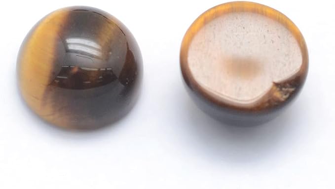 FASHEWELRY 50Pcs Natural Grade A Tiger Eye Cabochons Flat Back Gemstone - Image 2