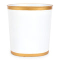 Jaye's Studio Mattie Decorative White and Gold Bathroom Trash Can, Metal Waste Basket Modern, Luxury Trash Bin for Bedroom, Dorm Room, Office Garbage Can, Oval Decorative Trash Bins (12" x 10" x 8")