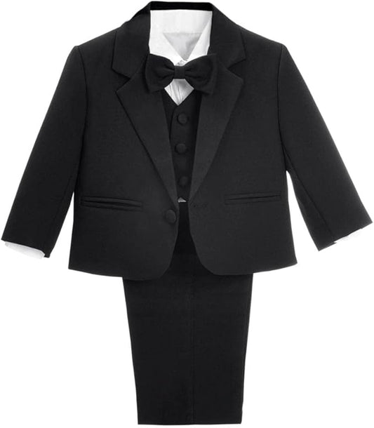Dressy Daisy Baby Toddler Boy 5 Pcs Set Formal Tuxedo Suits No Tail Wedding Christening Baptism Outfits