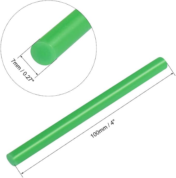 uxcell Mini Hot Glue Sticks for Glue Gun 7mm x 100mm Green 12pcs - Image 2