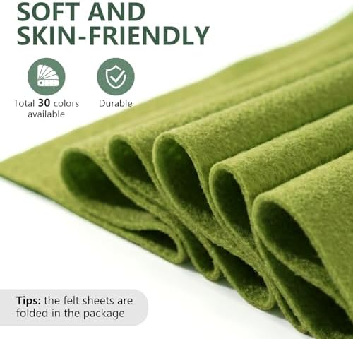 Fern Geen Felt Fabric 36'' X 36'', 1.4mm Large Felt Sheets Soft Durable Crafts - Image 3
