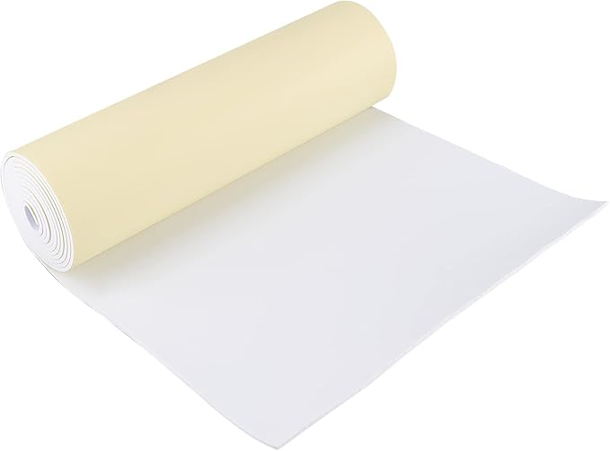 BENECREAT 78.7x12 inch White Self-Adhesive EVA Foam Roll, 3mm Thick | Sticky by BENECREAT