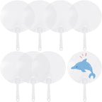 10Pcs Plastic Round Hand Fan Blank Clear Handheld Fan PVC Transparent Summer by SOFPLATE