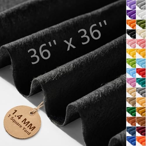 Black Soft Felt Fabric 36'' X 36'', 1.4mm Large Felt Sheet | Durable Nonwoven by FEIYAUMI
