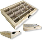 2 Pack Unfinished Wood Box, Glass Lid, 14 Compartment Jewelry Organizer | - Image 4
