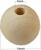 100pcs 14mm Natural Wood Beads DIY Unfinished Round Wooden Loose Beads Bulk - Image 3