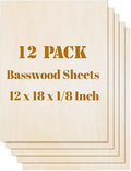 12 Pack Basswood Sheets Plywood Board 12 x 18 x 1/8 Inch- 3mm Thick Unfinished by Unknown