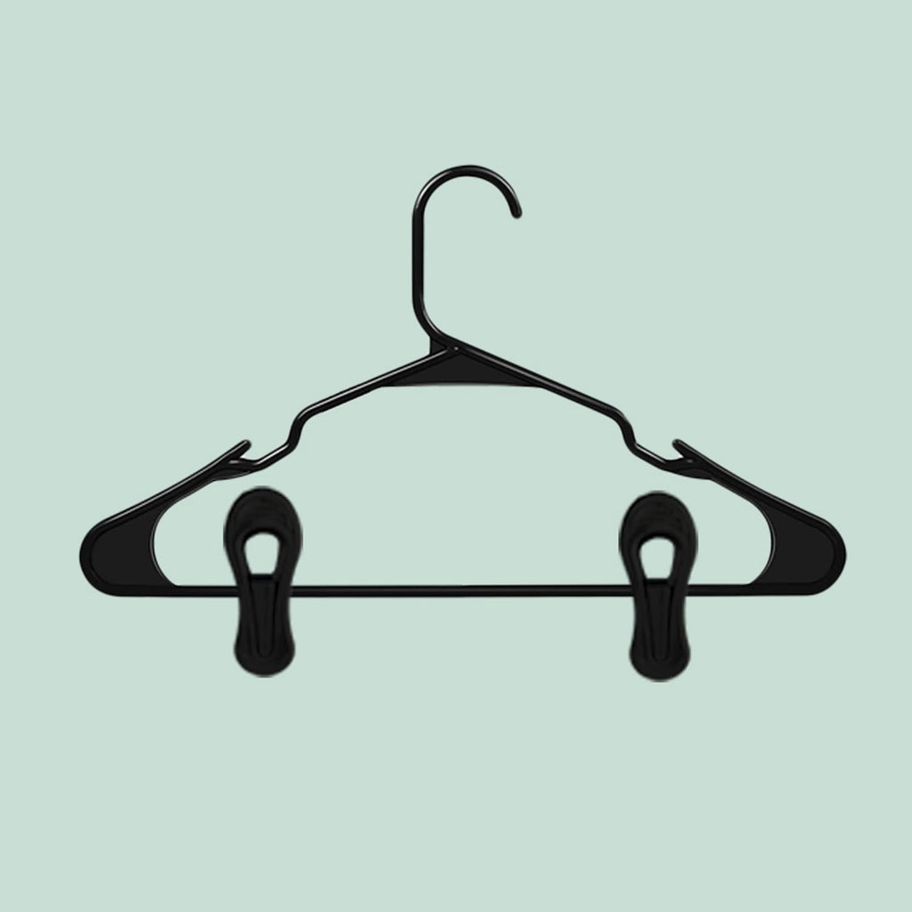 Black Hanger Clips 30 PCS, Plastic Hangers Clips Perfect for Plastic Velvet Hangers, Multi-Purpose Clothes Pins Finger Clip for Skirt Pants Hanger