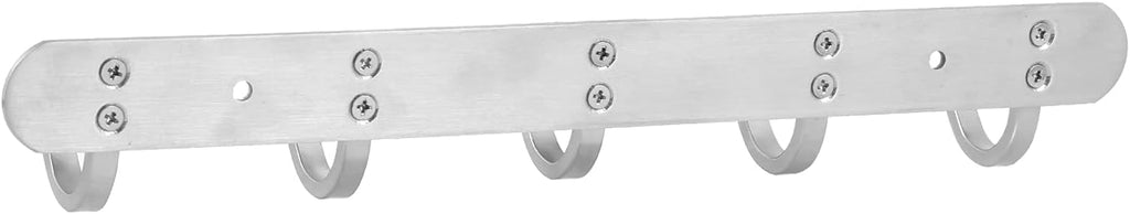 Coat Hook Rack Hanger –Towel Hook Rail with 5 Hooks 13-Inch Wall Mounted for Bedroom, Bathroom, Hallway, Garage, Garden, Office, 304 Stainless Steel Brushed Nickel, Easy Installation (Silver)